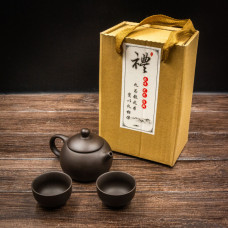 Подарунковий глиняний набір - чайник 180 мл та дві піали по 35 мл