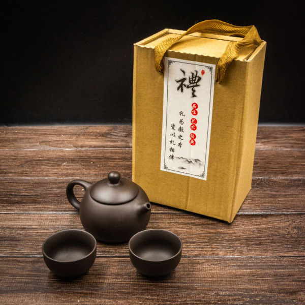 Подарунковий глиняний набір - чайник 180 мл та дві піали по 35 мл